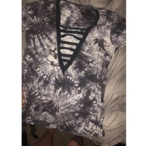 Ladder cut tie-dye top